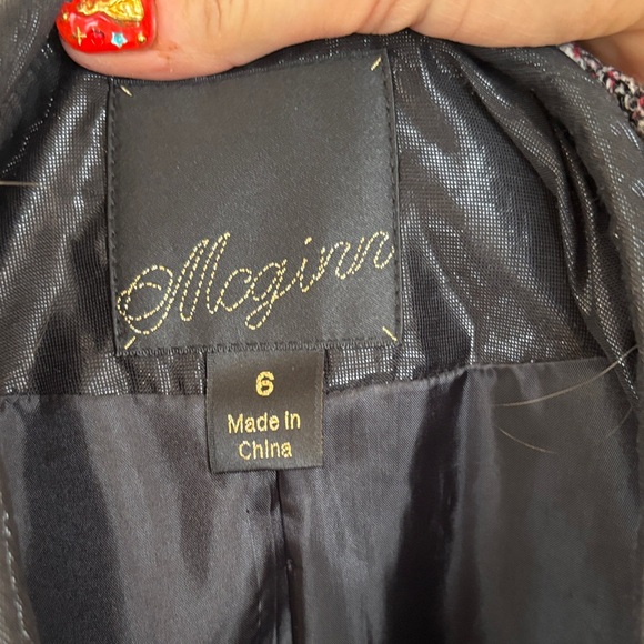 Anthropologie Red Bijou Fringe Tweed Blazer by McGinn Small - Picture 3 of 7